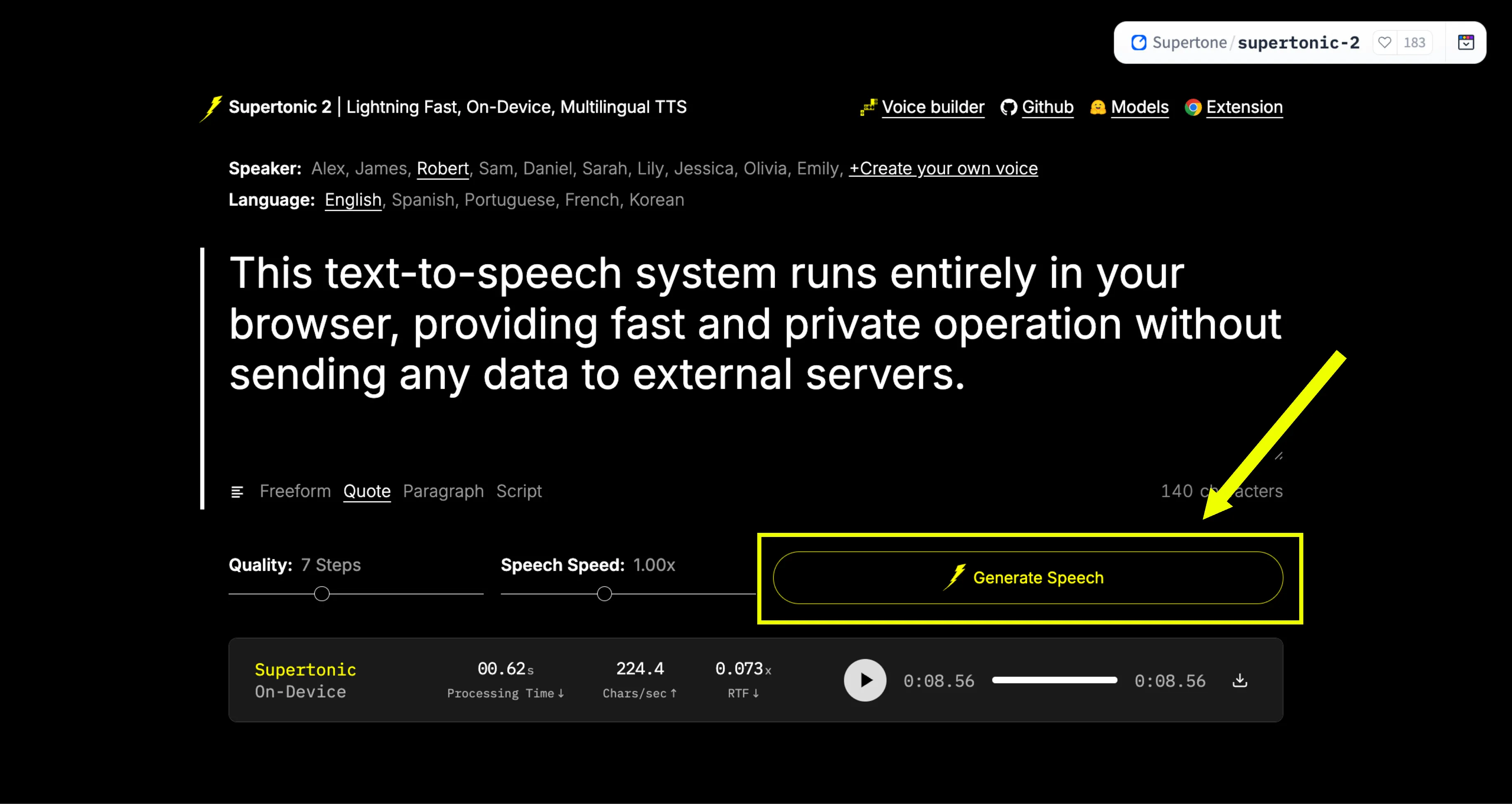Generate Speech Button